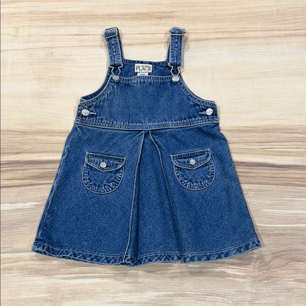 Vintage The Children's Place Dark Blue Denim Pinafore Dress